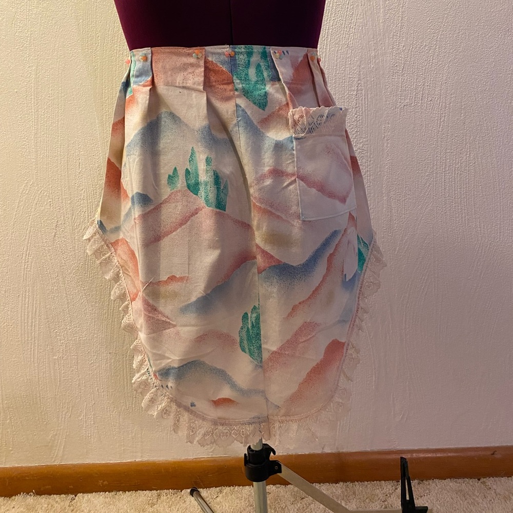 Apron: Large hand crafted southwest waist apron with 1 pocket, lace, beads